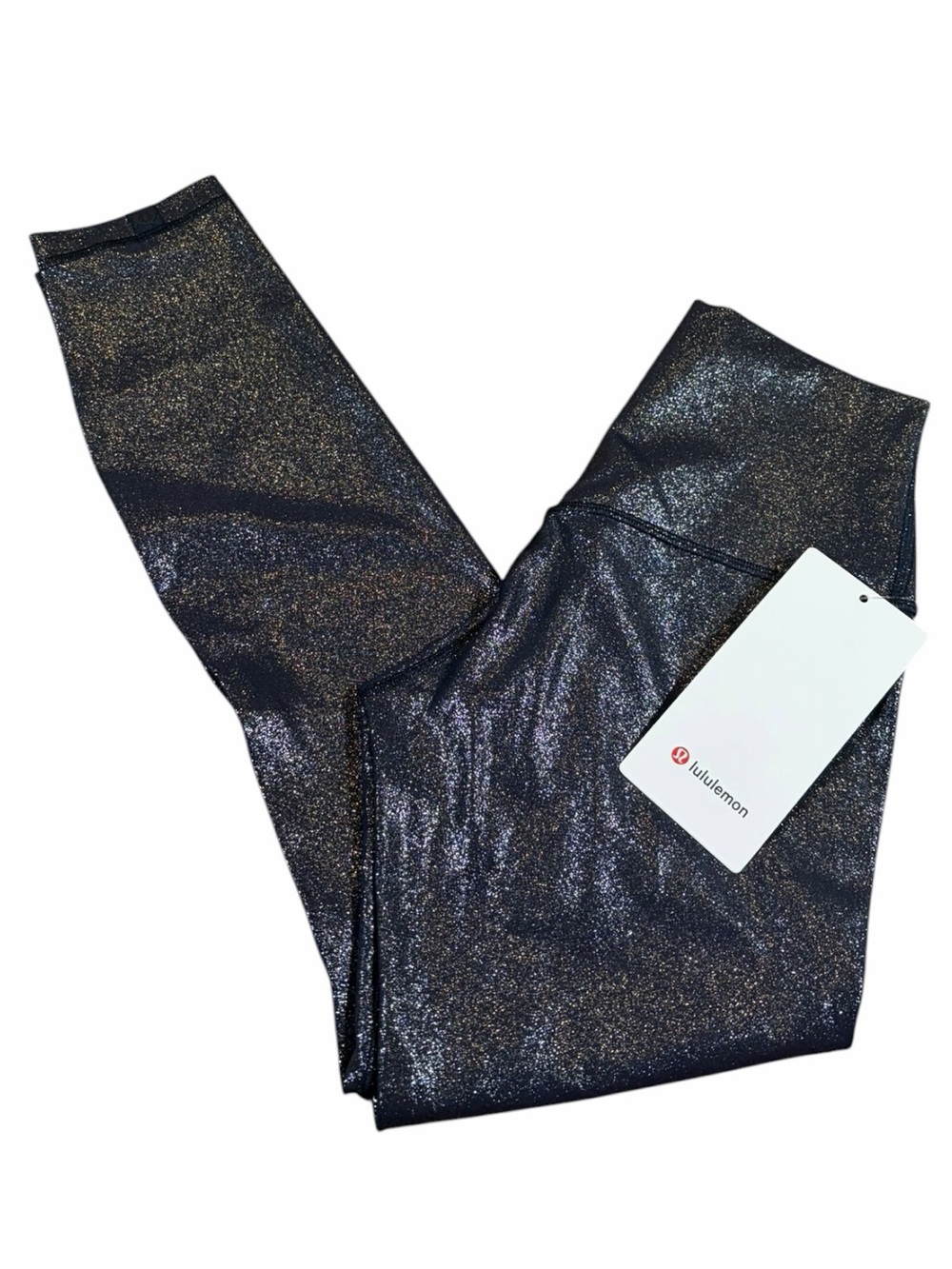 NWT Lululemon High-Rise Pant Shimmer 25” Luxe Shine Foil Print True Navy Silver